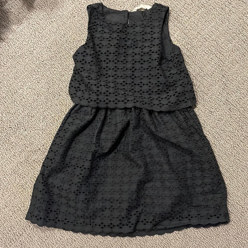 H&M girls black tiered eyelet dress.